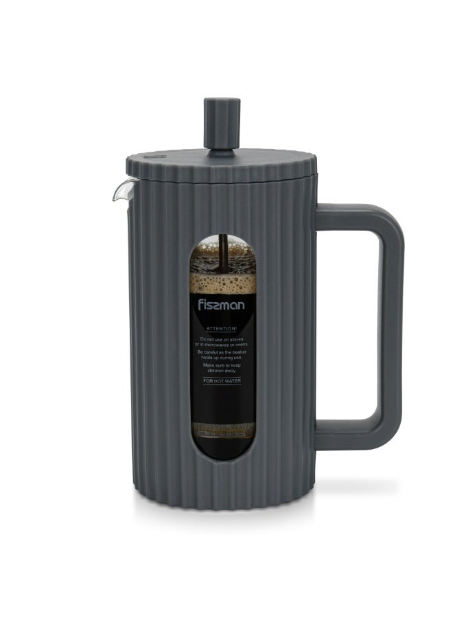 Fissman صانعة القهوة والشاي بالضغط الفرنسي 350 مل، زجاج بوروسيليكات سميك مقاوم للحرارة، ضغط القهوة والشاي من الفولاذ المقاوم للصدأ، قهوة بالضغط الفرنسي ساخنة وباردة - Image 1