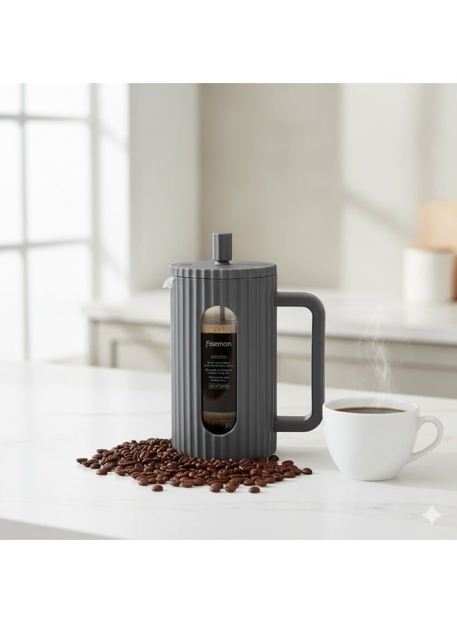 Fissman صانعة القهوة والشاي بالضغط الفرنسي 350 مل، زجاج بوروسيليكات سميك مقاوم للحرارة، ضغط القهوة والشاي من الفولاذ المقاوم للصدأ، قهوة بالضغط الفرنسي ساخنة وباردة - Image 3