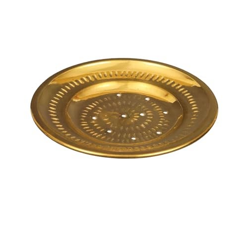 Putrika Traditional Handcrafted Brass Utensil Pongal Pot Sipple Plate|Cookware|Sankranthi Festival|Plate with Holes(Small Sipple Plate) - Image 1