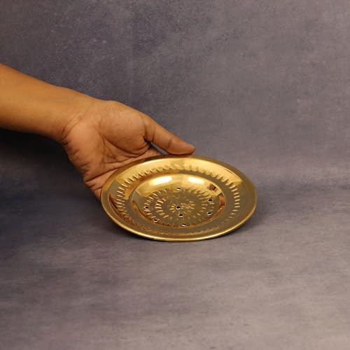Putrika Traditional Handcrafted Brass Utensil Pongal Pot Sipple Plate|Cookware|Sankranthi Festival|Plate with Holes(Small Sipple Plate) - Image 2