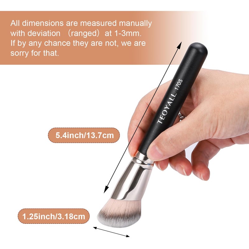 TEOYALL Foundation Contour Brush Set, 2PCS Angled Synthetic Kabuki Brush for Blending Setting Concealing Buffing with Liquid, Cream and Powder Cosmetic (170S/270S) - Image 5