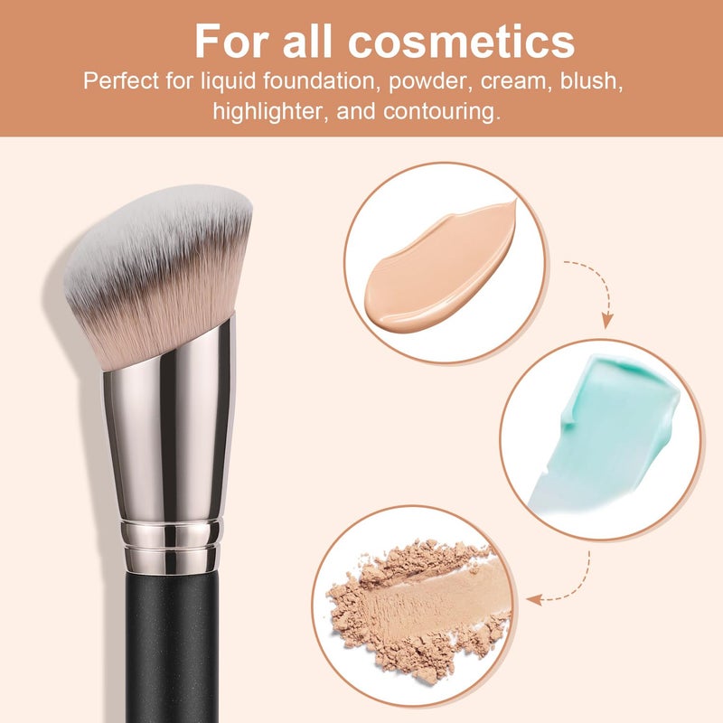 TEOYALL Foundation Contour Brush Set, 2PCS Angled Synthetic Kabuki Brush for Blending Setting Concealing Buffing with Liquid, Cream and Powder Cosmetic (170S/270S) - Image 4
