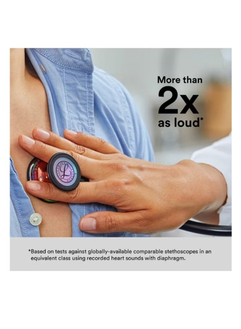 3M Littmann 3M™ Littmann® Cardiology IV™ Diagnostic Stethoscope, Rainbow-Finish Chestpiece, black stem and headset, Black Tube, 6165 - Image 4