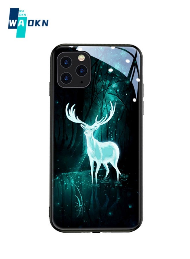 WAOKN iPhone 15 Pro Max Mobile Phone Case, Anti-fall and Wear-resistant Ultra-thin Tempered Glass Protective Cover, Creative Design that Illuminates When Incoming Calls