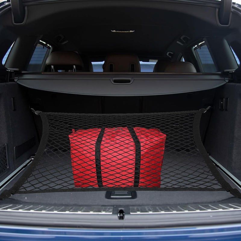 Stretchable Car Trunk Cargo Net 80x60cm Polyester Single-Layer Mesh with Hooks Vehicle Rear Storage Organizer for SUV and Truck Bed - Image 5