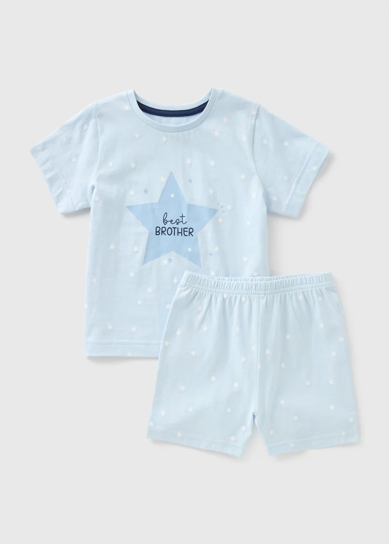 Matalan Boys Blue Best Brother T-Shirt & Shorts Set