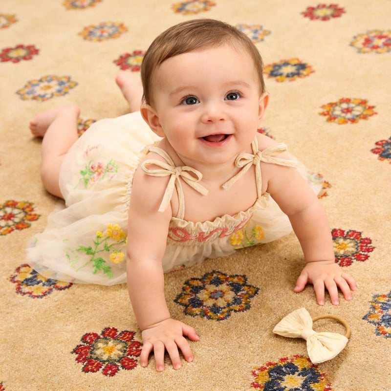 TITKKOP Baby Girl 1st Birthday Clothes One Year Old Tulle Romper Sleeveless Bodysuit Cake Smash Outfits(apricot1,12-18M) - Image 5