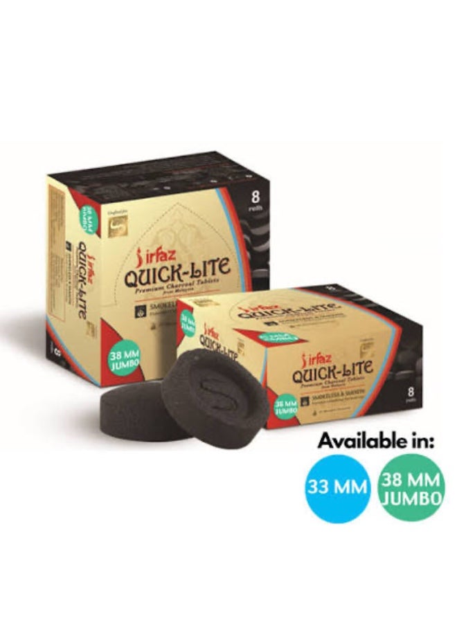 irfaz Harbour Delights - Irfaz Charco-Lite Charcoal For Bakhoor - Smart Charcoal Tablets - Bakhoor Coal 38 mm- 80 Pcs (8 Rolls) - Image 2