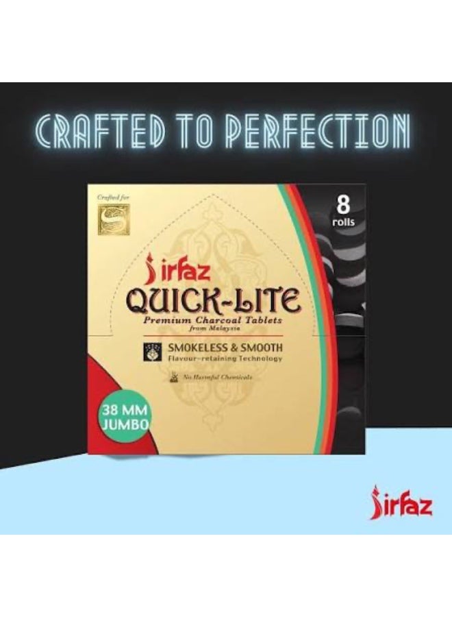 irfaz Harbour Delights - Irfaz Charco-Lite Charcoal For Bakhoor - Smart Charcoal Tablets - Bakhoor Coal 38 mm- 80 Pcs (8 Rolls) - Image 1