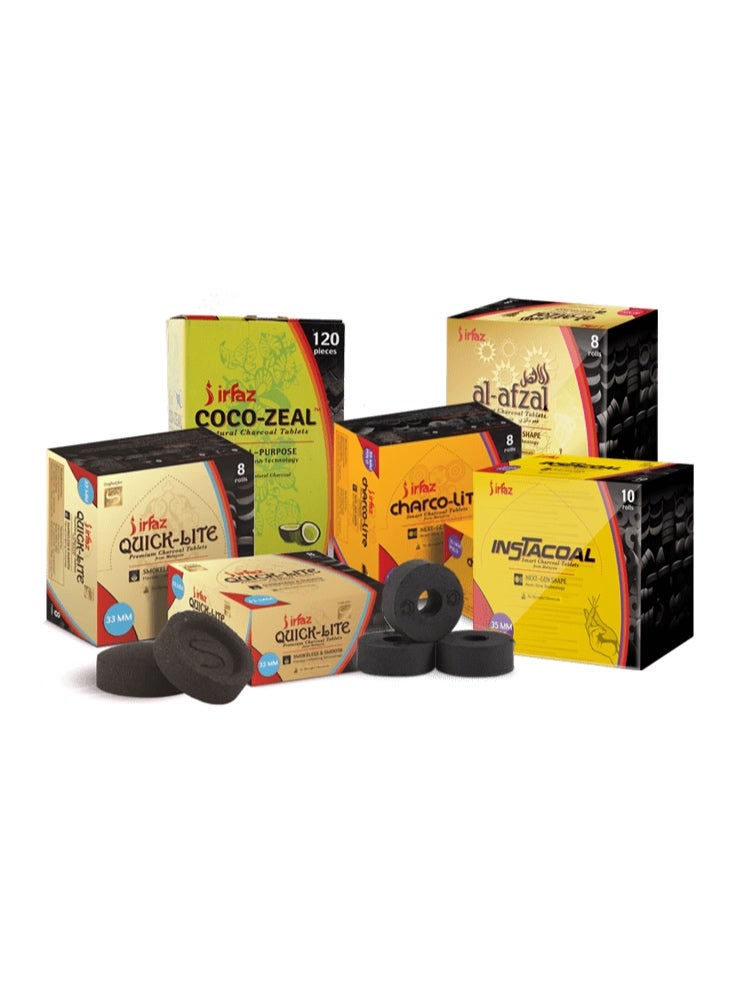 irfaz Harbour Delights - Irfaz Charco-Lite Charcoal For Bakhoor - Smart Charcoal Tablets - Bakhoor Coal 38 mm- 80 Pcs (8 Rolls) - Image 3