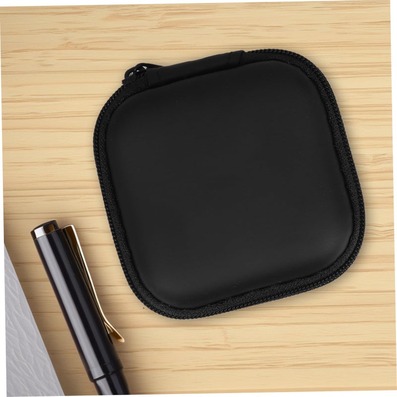 Water Resistant Mini EVA Headphone Case For Earbuds USB Cable Portable Travel Pouch Black 7 5X7 5X2 5CM - Image 5