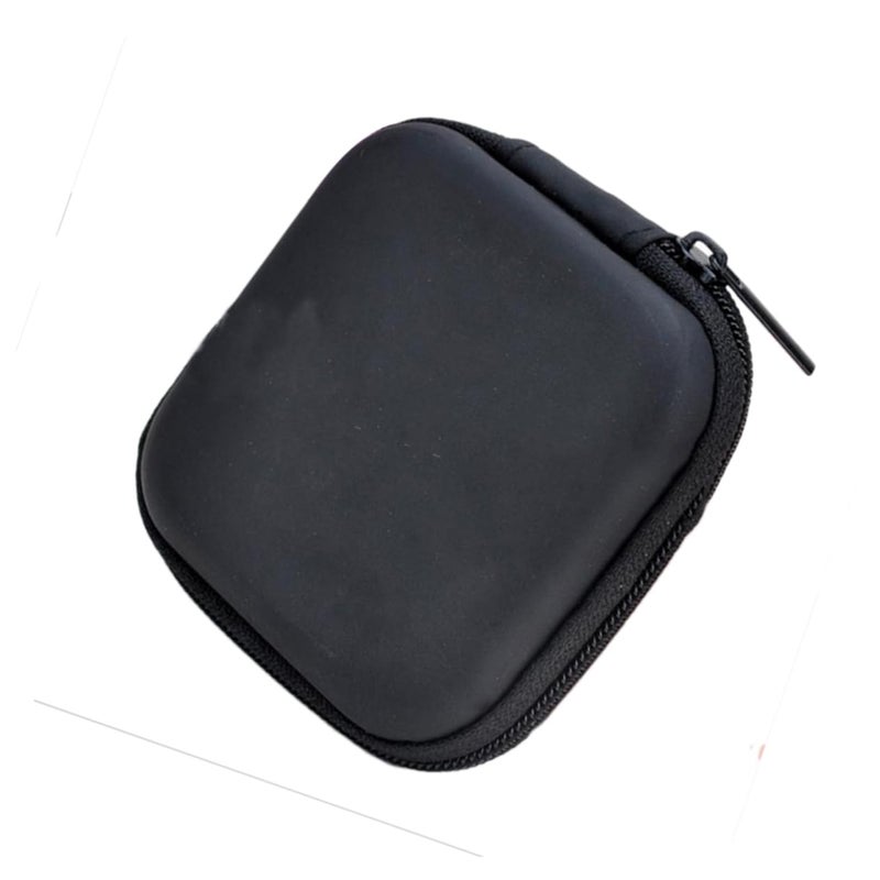 Water Resistant Mini EVA Headphone Case For Earbuds USB Cable Portable Travel Pouch Black 7 5X7 5X2 5CM - Image 2