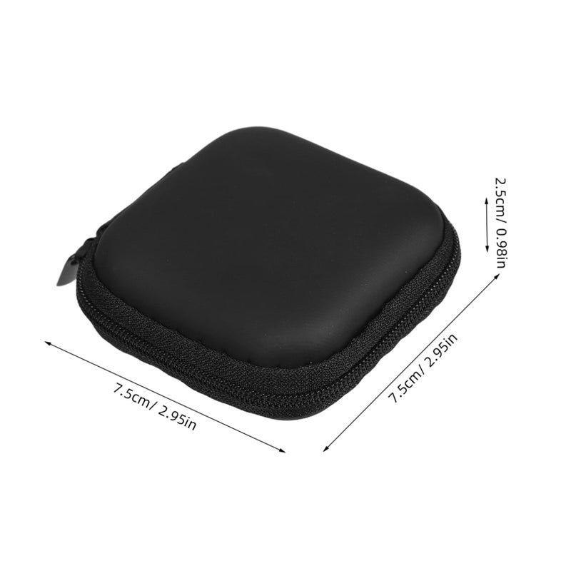 Water Resistant Mini EVA Headphone Case For Earbuds USB Cable Portable Travel Pouch Black 7 5X7 5X2 5CM - Image 3