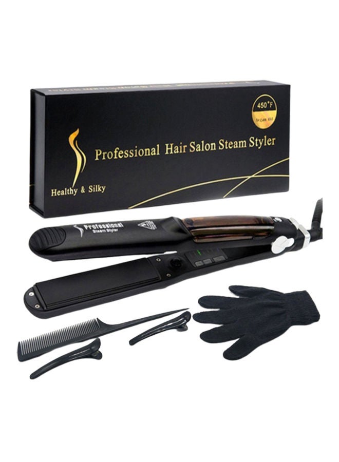 NIBEMINENT Multifunctional Ceramic Steam Hair Straightener Black - Image 1