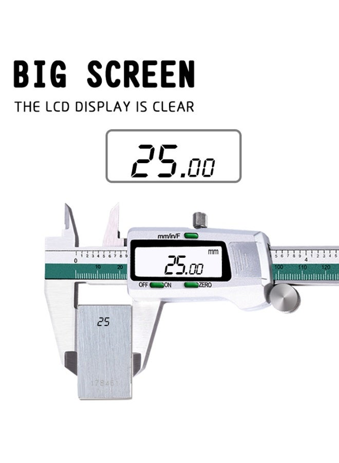 High Precision Stainless Steel Digital Caliper - 150mm Electronic Vernier Caliper with Large LCD Display Battery Powered Measurement Tool for Fractions/MM/Inches - Image 5