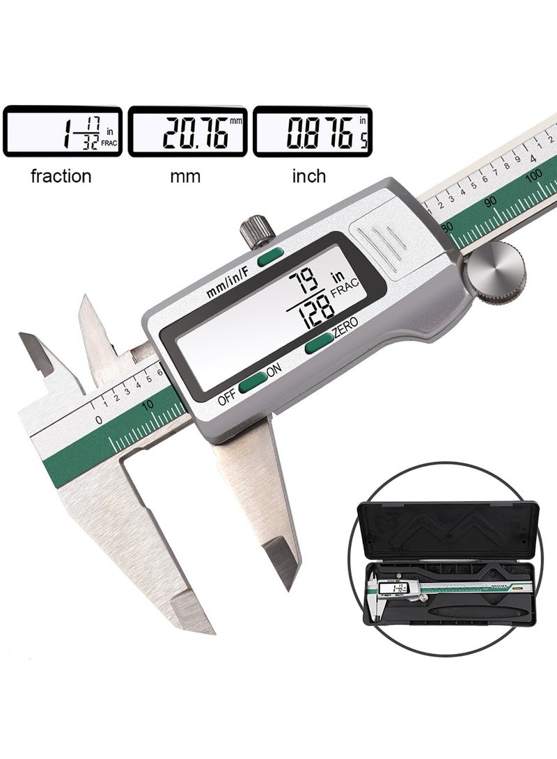High Precision Stainless Steel Digital Caliper - 150mm Electronic Vernier Caliper with Large LCD Display Battery Powered Measurement Tool for Fractions/MM/Inches - Image 1