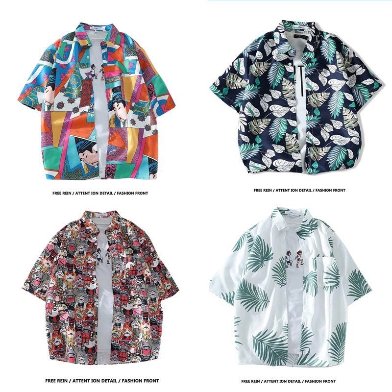 Thailand Bright Hawaiian Shirt Fairy Short-Sleeved Shirt Men'S Hong Kong Style Ruan Shuai Seaside Vacation Beach Clothes - Image 4