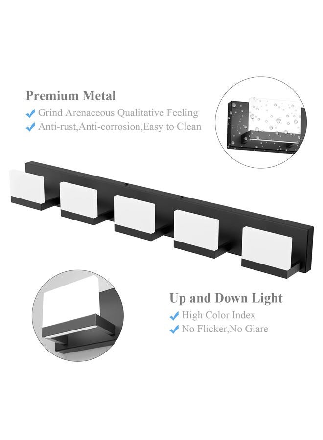 Tipace 5 Lights Modern Black Vanity Light Up and Down Black LED Vanity Light Fixtures Bathroom Wall Light Over Mirror 6000K - Image 2