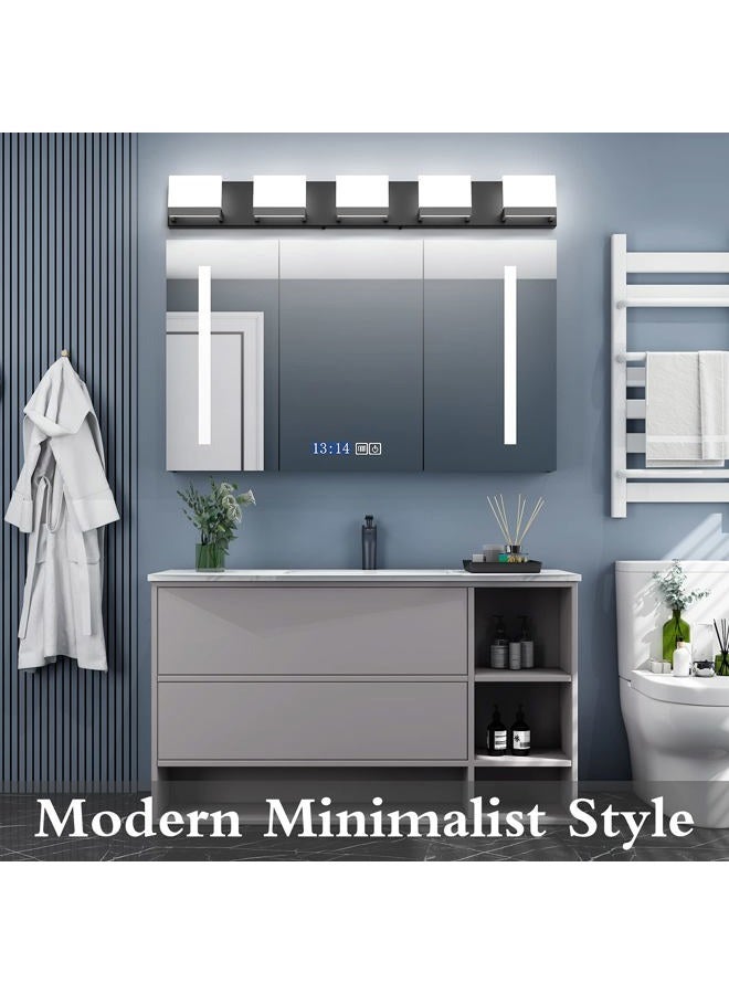 Tipace 5 Lights Modern Black Vanity Light Up and Down Black LED Vanity Light Fixtures Bathroom Wall Light Over Mirror 6000K - Image 3