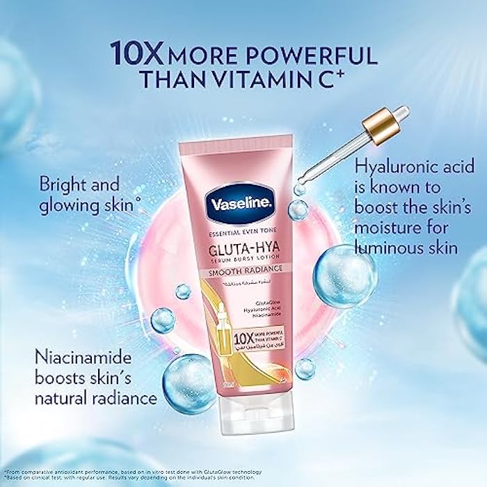 Vaseline® Gluta-Hya Smooth Radiance Serum Burst body Lotion,10x more powerful than vitamin c, for glowing & bright skin, 200ml - Image 3