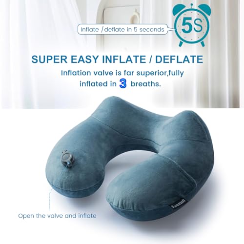 Keemall Inflatable Travel Neck Pillow for Airplane Sleeping Blow Up Neck Support Air Pillow Traveling on Plane Long Flights Washable - Image 3