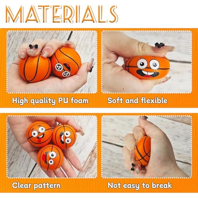 Xeehwb 24 Pcs Face Basketball Stress Balls,Face Foam Squeeze Basketballs,Funny Face Sport Balls for Anxiety Relief,Party Favors,Sports Game,Basketball Party Decoration - Image 3