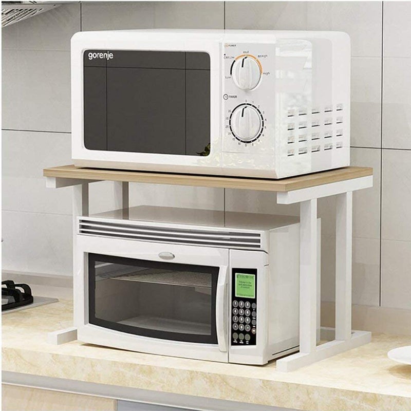 INDIAN DECOR XL45400 Kitchen Shelf Microwave Oven Rack Kitchen Metal Storage Rack Modern MultiFunction Rack 65x 45 x 50 cm Kitchen Storage Racks White - Image 1