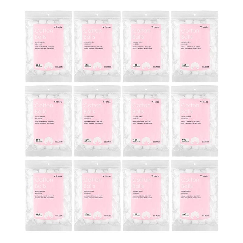 Hedume 1200 Count Cotton Balls Pure Cotton Fragrance ChlorineFree Organic Cotton Balls 12 Pack 100 Count