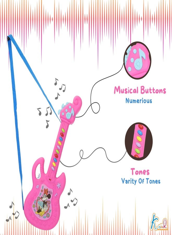 Kriiddaank Minnie Musical Guitar for Toddlers - Pink Sing-Along Karaoke Junior Music Toy with Inbuilt Tones & Lights - Educational Role Play Rockstar Guitar|Birthday Gift for Kids 3+ Years Old - Image 4