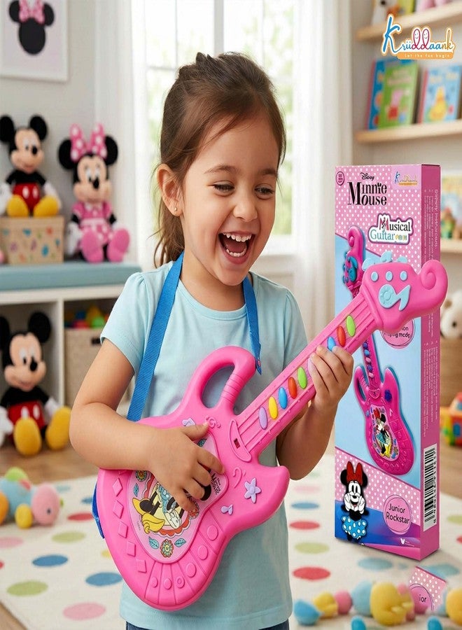 Kriiddaank Minnie Musical Guitar for Toddlers - Pink Sing-Along Karaoke Junior Music Toy with Inbuilt Tones & Lights - Educational Role Play Rockstar Guitar|Birthday Gift for Kids 3+ Years Old - Image 2