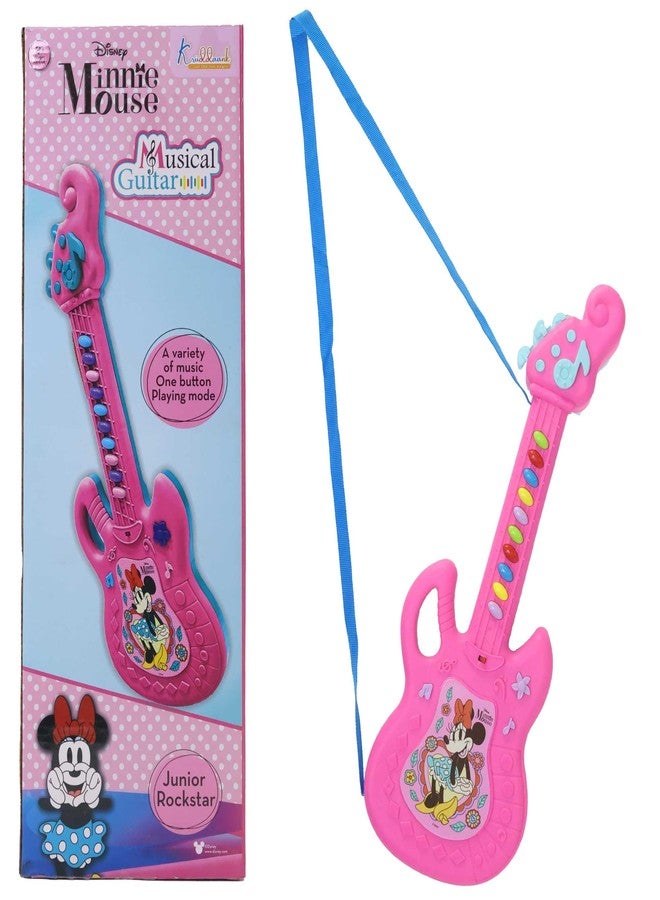Kriiddaank Minnie Musical Guitar for Toddlers - Pink Sing-Along Karaoke Junior Music Toy with Inbuilt Tones & Lights - Educational Role Play Rockstar Guitar|Birthday Gift for Kids 3+ Years Old - Image 1