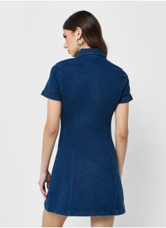 Ginger Denim Button Down A Line Dress  - Image 2