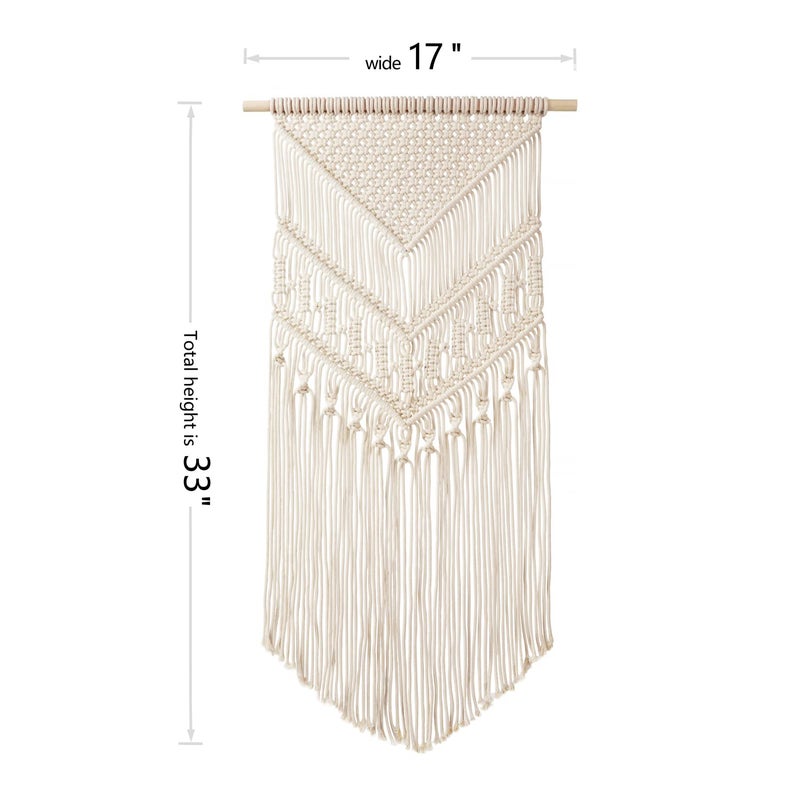 Mkono Macrame Wall Hanging Art Woven Boho Home DÃ©cor, Geometric Beautiful Yarn Tapestry Wall Decor for Bedroom, Nursery, Apartment, Dorm Decoration, Christmas Gift for Teen Girl Mom, 17" W x 33" L - Image 5