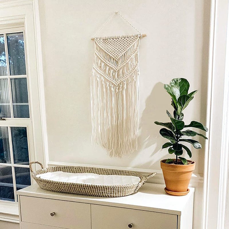 Mkono Macrame Wall Hanging Art Woven Boho Home DÃ©cor, Geometric Beautiful Yarn Tapestry Wall Decor for Bedroom, Nursery, Apartment, Dorm Decoration, Christmas Gift for Teen Girl Mom, 17" W x 33" L - Image 4