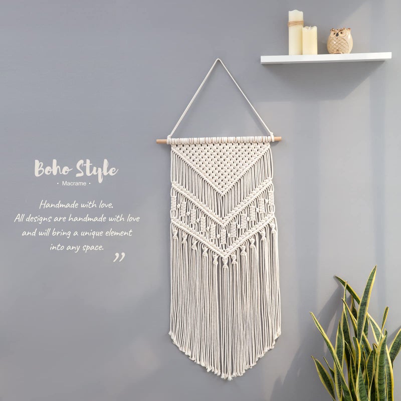 Mkono Macrame Wall Hanging Art Woven Boho Home DÃ©cor, Geometric Beautiful Yarn Tapestry Wall Decor for Bedroom, Nursery, Apartment, Dorm Decoration, Christmas Gift for Teen Girl Mom, 17" W x 33" L - Image 2