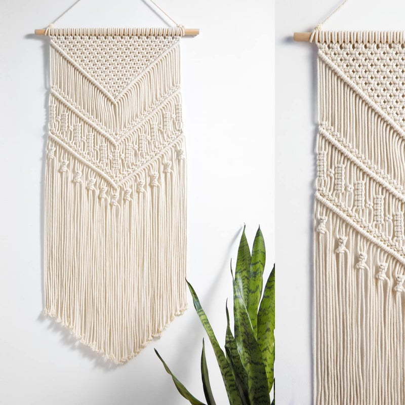 Mkono Macrame Wall Hanging Art Woven Boho Home DÃ©cor, Geometric Beautiful Yarn Tapestry Wall Decor for Bedroom, Nursery, Apartment, Dorm Decoration, Christmas Gift for Teen Girl Mom, 17" W x 33" L - Image 3