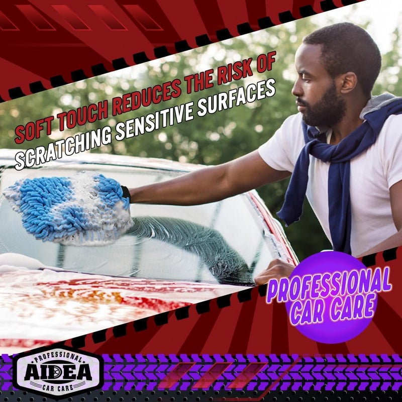 AIDEA Microfiber Car Wash Mitt - 2 Pack, Scratch & Lint Free, Premium Chenille Wash Mitts - Image 4
