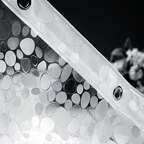 EurCross 12G EVA PVC Free Heavy Duty Shower Curtain Liner 72 x 72 inches with 3D Pebble Design, Thick Weighted Waterproof Plastic Clear Shower Curtain for Bathroom with Magnets,not Stiff - Image 5