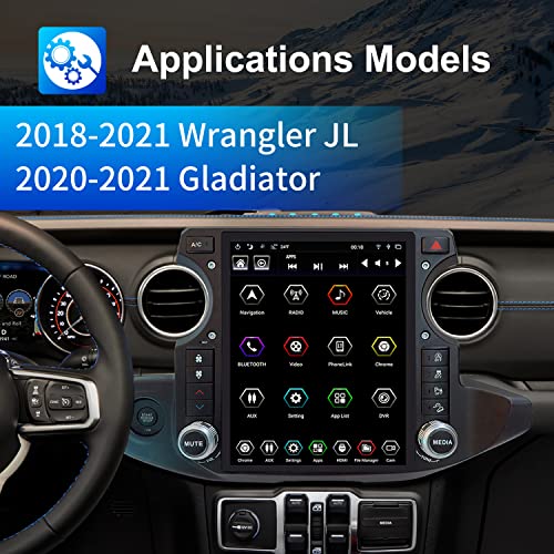 Citreal LINKSWELL 12.1 Inch Touch Screen Car Stereo for Jeep Wrangler Gladiator Radio 2018 2019 2020 2021 Unit Multimedia Player Radio Screen Replacement GPS Navigation Android Tablet Auto - Image 2