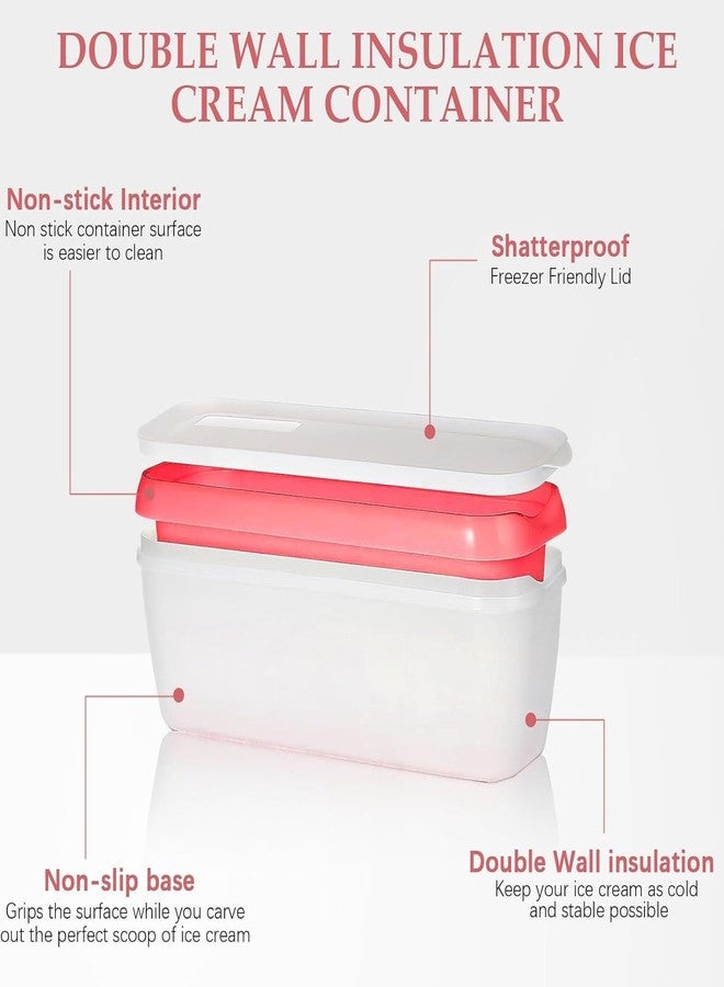 KisSealed 4 Pack Ice Cream Containers,Reusable Homemade Ice Cream Tubs,1.5 Qt Storage Freezer Ice Cream Container with Lids and Spoon for Yogurt, Sorbet, ect. - Image 3