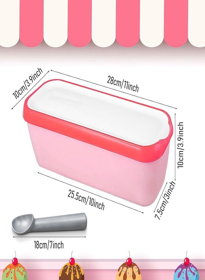 KisSealed 4 Pack Ice Cream Containers,Reusable Homemade Ice Cream Tubs,1.5 Qt Storage Freezer Ice Cream Container with Lids and Spoon for Yogurt, Sorbet, ect. - Image 2