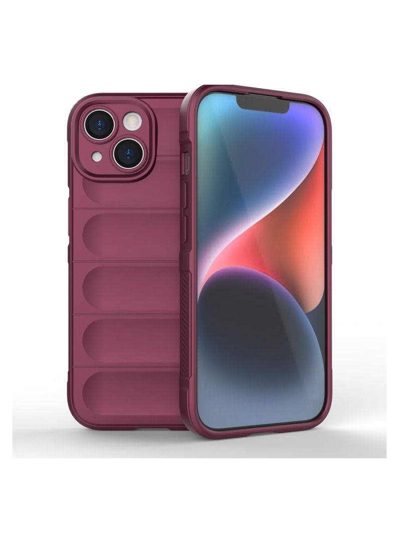 فيسوس لاجهزة ايفون 15 ماجيك شيلد تي بي يو + جراب هاتف فلانيل (نبيذ احمر)