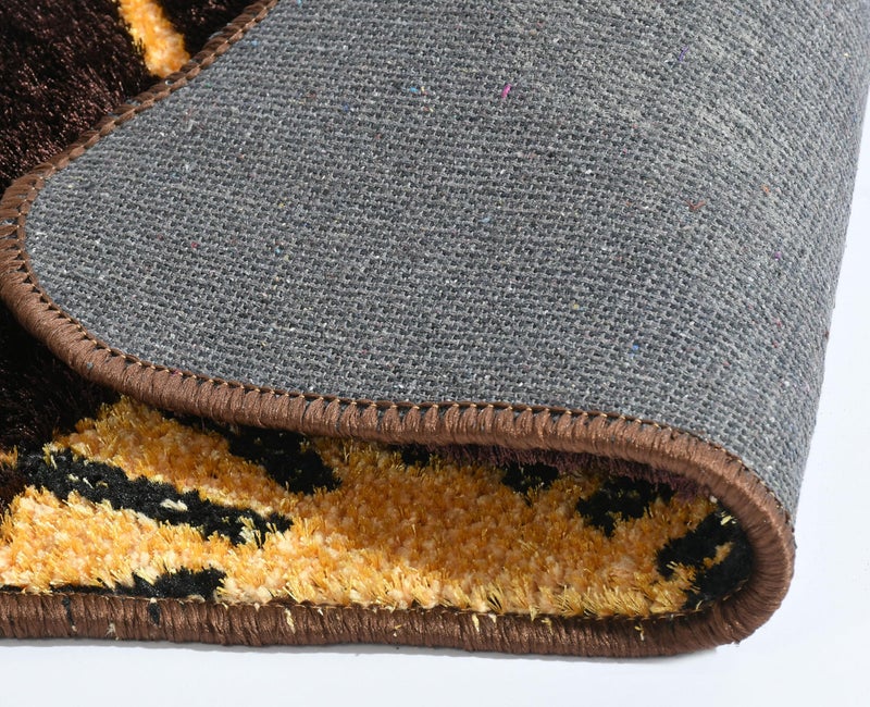PRISCILLA Half Sunflower Doormat for Home Entrance - Micropoly Anti Slip Shaggy Rug for Home Living Room Bedroom - Exclusive Super Soft Multipurpose Floor Mats Bedside Runner, 18x36 Inches (Brown) - Image 3