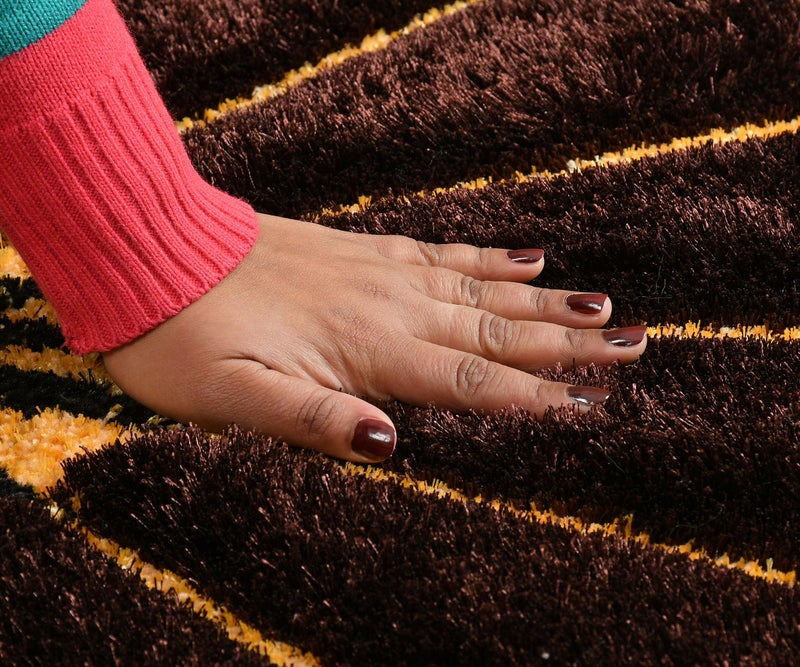 PRISCILLA Half Sunflower Doormat for Home Entrance - Micropoly Anti Slip Shaggy Rug for Home Living Room Bedroom - Exclusive Super Soft Multipurpose Floor Mats Bedside Runner, 18x36 Inches (Brown) - Image 2