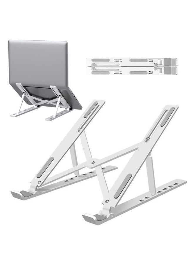 ECV 13-Angle Adjustable Foldable Laptop Desk Stand ABS Notebook Ergonomic Compatible with 11-17 Inch Laptops and iPads White ABS - Image 3