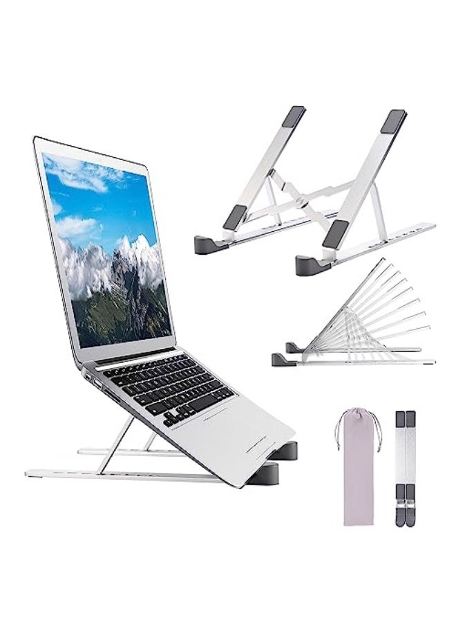 ECV 13-Angle Adjustable Foldable Laptop Desk Stand ABS Notebook Ergonomic Compatible with 11-17 Inch Laptops and iPads White ABS - Image 1