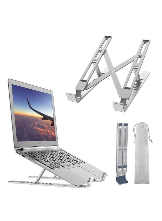 ECV 13-Angle Adjustable Foldable Laptop Desk Stand ABS Notebook Ergonomic Compatible with 11-17 Inch Laptops and iPads White ABS - Image 2