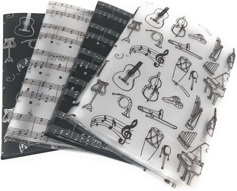 PUNK Music Sheet File Paper Storage Folder Documents Holder Blank Sheet Files Plastic A4 Size 40 Pockets (Music Sheet Black) - Image 4