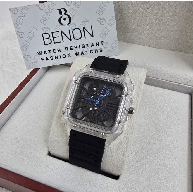 ساعة BENON الهيكلية بسوار مطاطي فاخر.