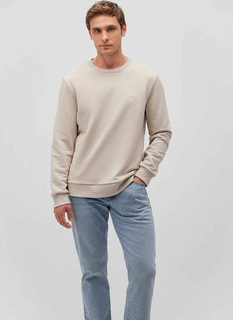 مافي Crew Neck Beige Basic Sweatshirt
